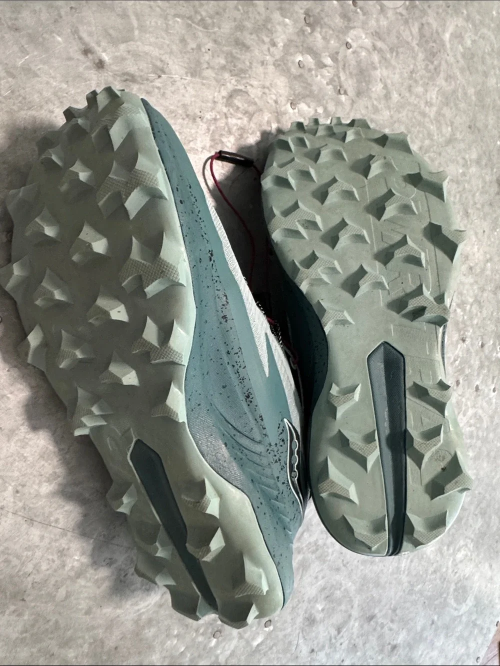 Saucony Mint Green Trail Runners with Pink Laces